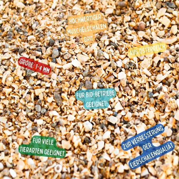 Muschelgrit 1-4 mm 14 kg für starke Eierschalen