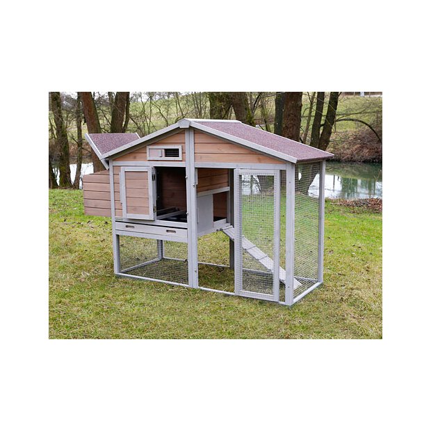 Hühnerstall Bonny m. Metall- rahmen am Boden 181x65x118cm