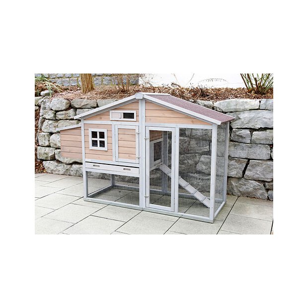Hühnerstall Bonny m. Metall- rahmen am Boden 181x65x118cm