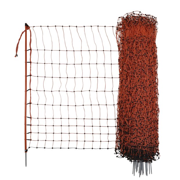 Geflügelnetz 50m. 106 cm, Einzelspitz, orange, elekrifizierbar