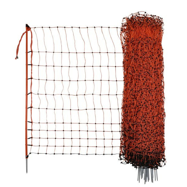 Geflügelnetz 50m. 106 cm, Einzelspitz, orange, elekrifizierbar